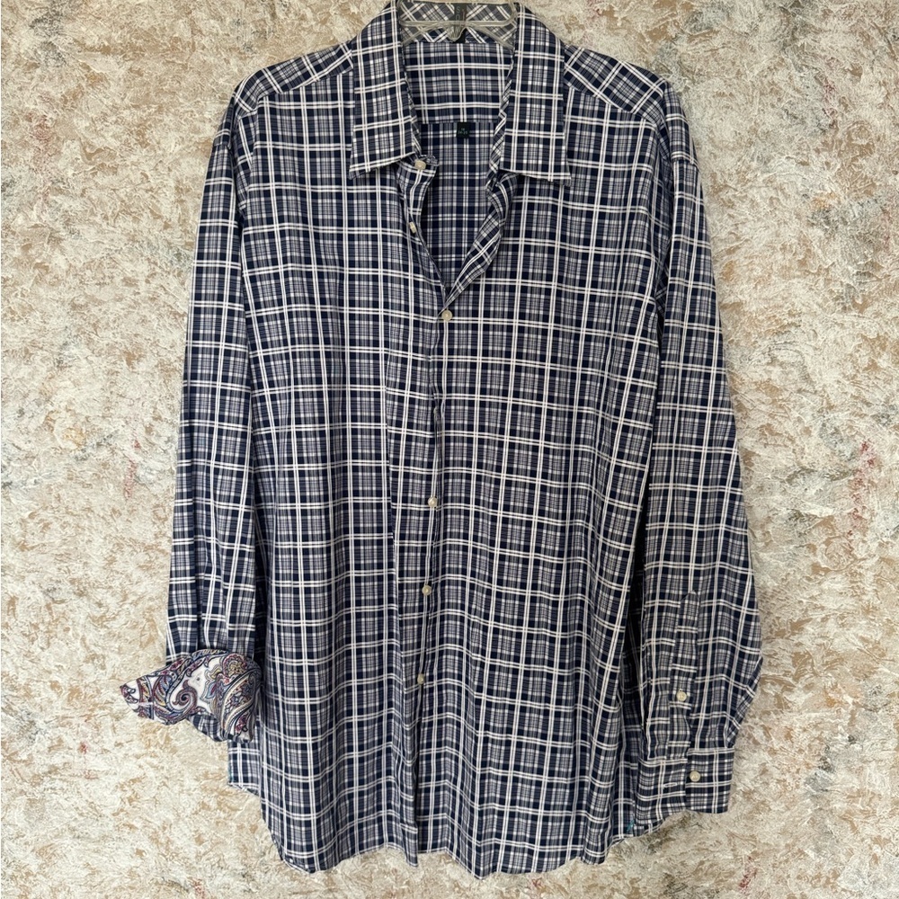 Soho Plaid Dress Shirt Blue White